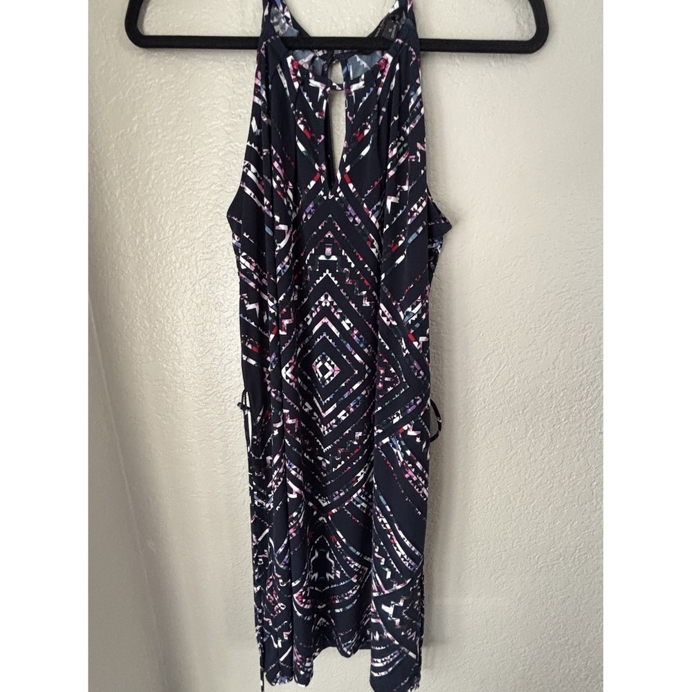Banana Republic Navy Blue Printed Sleeveless Stretch Belted‎ Dress Size Small